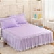thumbnail image 1 of Cateissary de cama con volantes única, ancha, con Funda de colchón antideslizante, elegante de cama de princesas Juegos de cama púrpura, 1 of 6