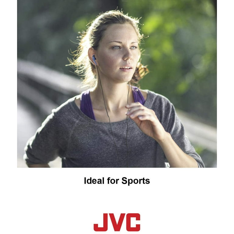JVC Gumy Sport HA ENR15 Earbuds Nozzel Fit In Ear Headphones with Mic and Remote Sweat Proof 3.3ft Color Cord with Slim Plug Pink Teal