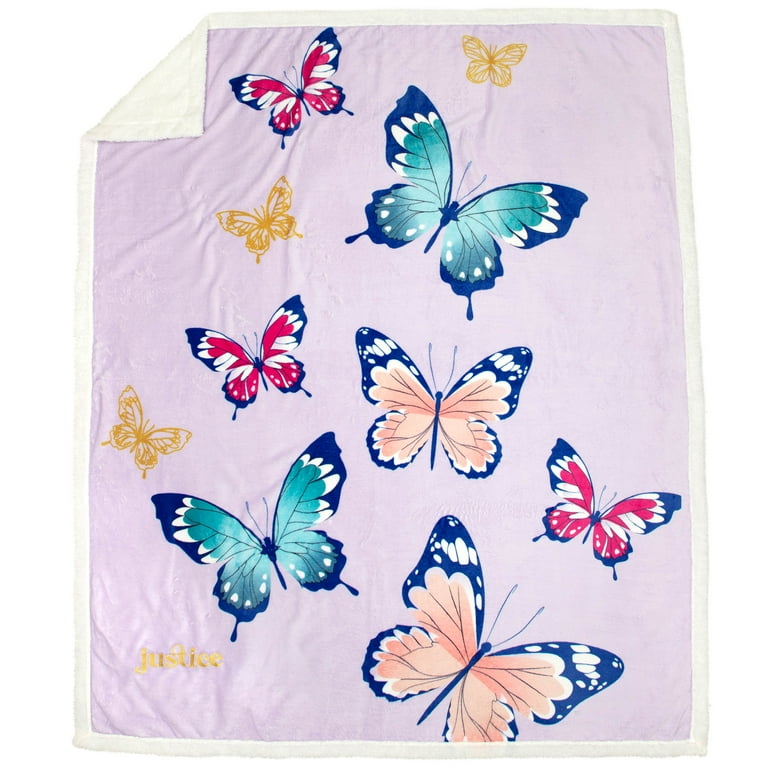 Justice Butterfly Sherpa Back Throw Blanket 50 x 60