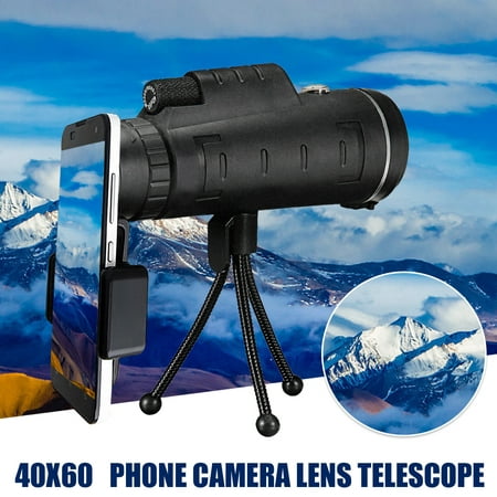 Waterproof 9500m 40X60 Outdoor HD Lens Optical  Phone Monocular Telescope & Tripod Clip for Hunting Bird Watching Camping Traveling Christmas
