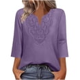 thumbnail image 2 of jobturf Boho Tops for Women Dressy Casual V Neck 3/4 Sleeve T Shirts Beach Vacation Trendy Summer Blouses Spring Outfits S-XXL, 2 of 9