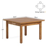 Barara King Dining Table, Kitchen Dining Table,39.4'' Square Dining Table Kitchen Table with Solid Wood Legs for 4,Oak