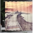 thumbnail image 4 of Ambesonne Yellowstone Shower Curtain, Pathway Deck Park, 69"Wx84"L, Orange, 4 of 5