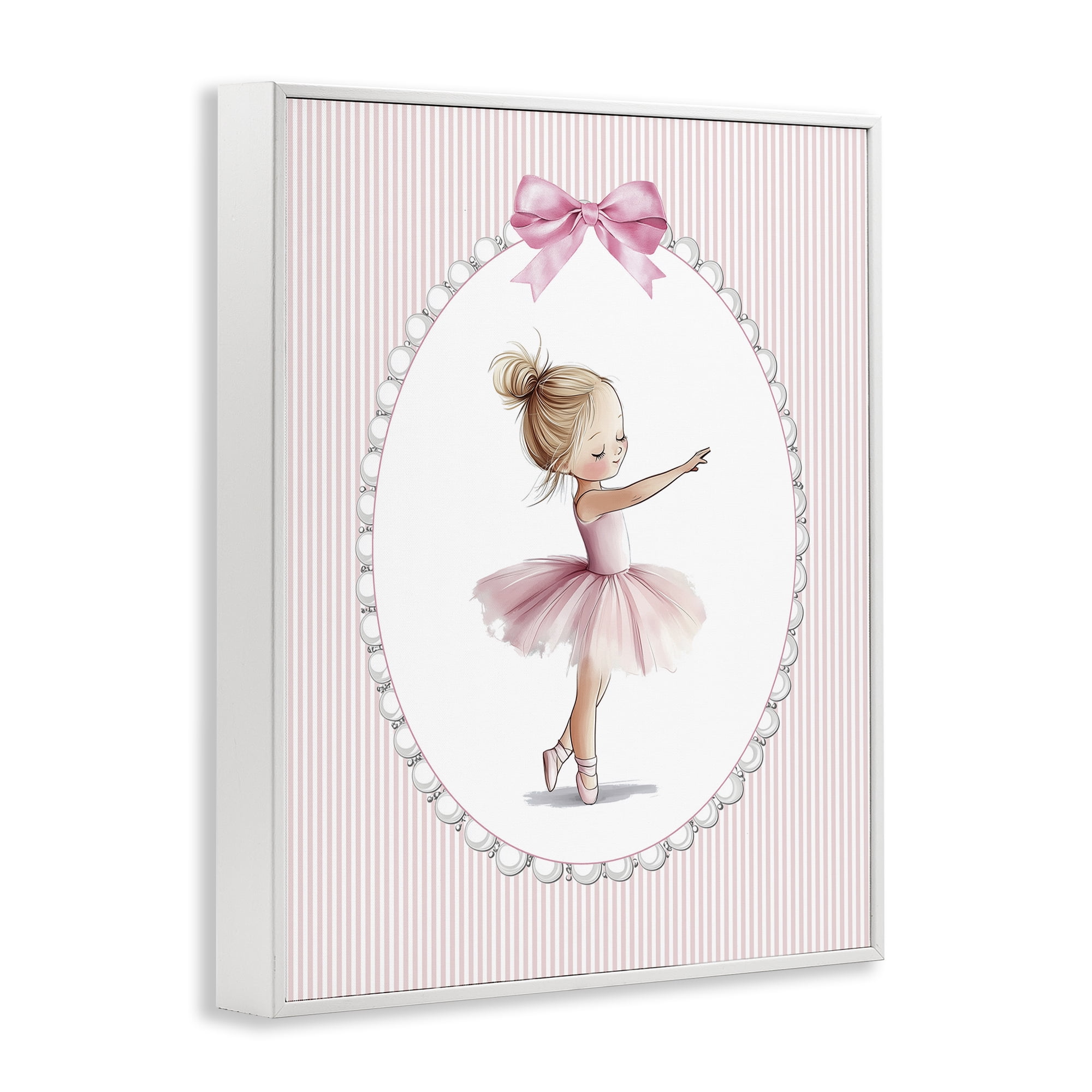 Stupell Industries Blush Pink Ballerina White Framed Giclee Art, design by Christine Simpson Art