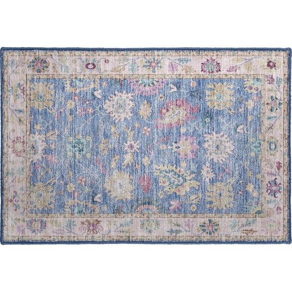Luxury Washable Hatay HY7 Blue 1'8" x 2'6" Rug