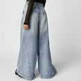 thumbnail image 5 of LLYwey Linen Wide Leg Pants For Women Fashion Women Button Casual Loose Solid Trousers Pockets Zipper Long Pants Loose Pants Female Summer Long Pant Style H1172 Light Blue XS, 5 of 8