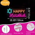 thumbnail image 2 of Letrero de neón Fadraney Happy Hanukkah con luces LED con forma de estrellas de David, 2 of 6