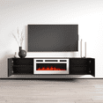 thumbnail image 5 of Cali WH-EF Floating Fireplace TV Stand for TVs up to 80", Modern High Gloss 72" Entertainment Center, Wall Mounted Electric Fireplace TV Media Console with Storage Cabinets, 5 of 7