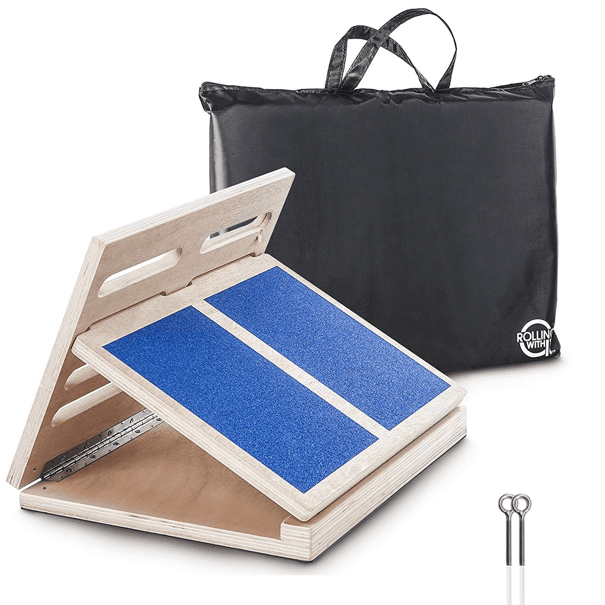 Rolling With It Adjustable Slant Board Calf Stretcher, Wood, Blue