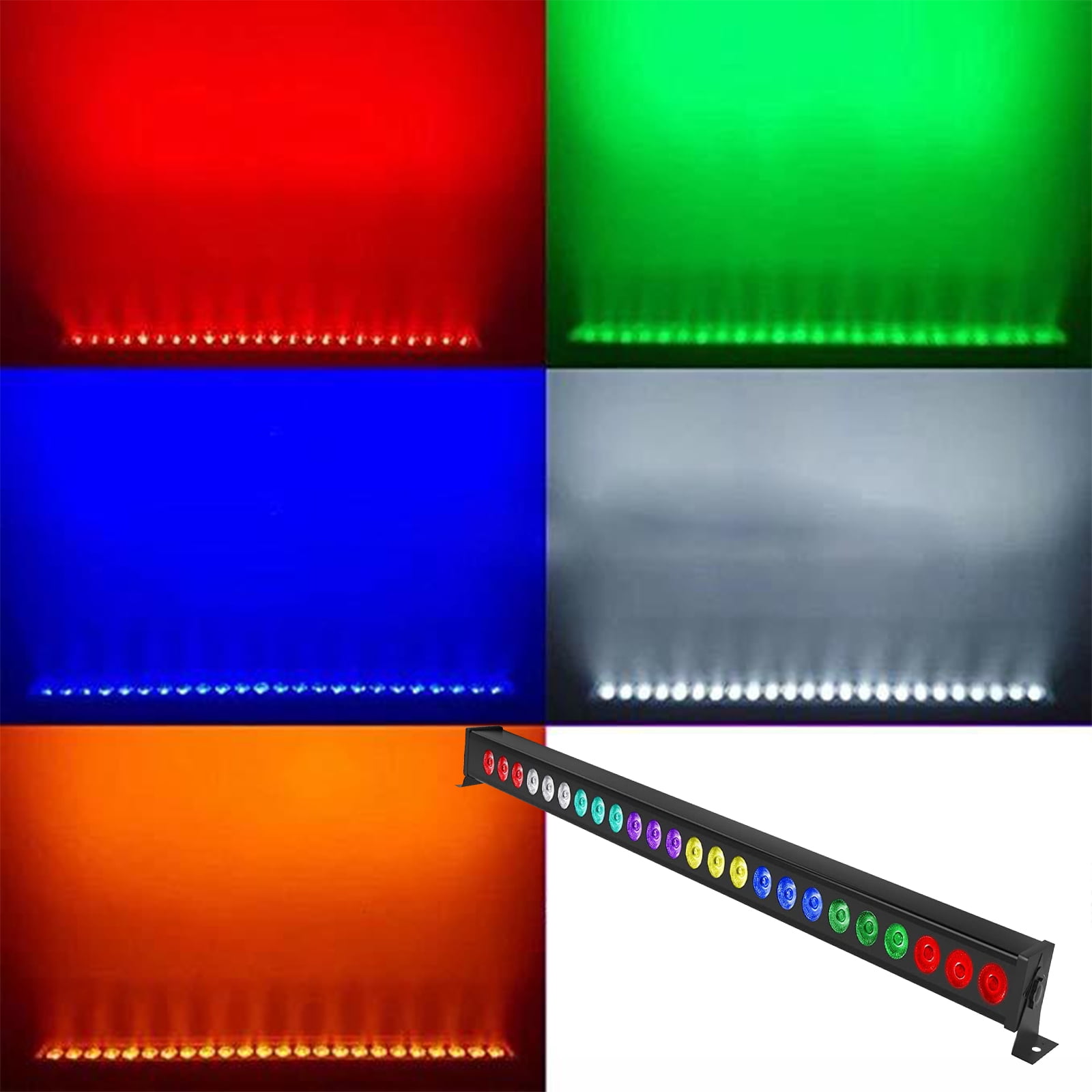 JAJALUYA 2-Pack Rectangular RGB 24 LED Wall Washer Light Bar with Remote for Stage Party