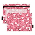 thumbnail image 2 of 2 Pack Pencil Pouch for 3 Ring Binder Smooth Zipper Folders with Pockets Clear Window Pencil Case Red Doodled Hearts, 2 of 6