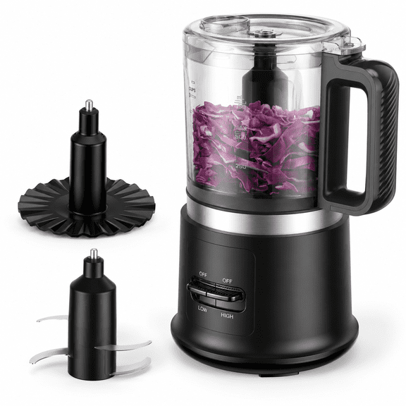 4 Cup Mini Electric Food Processor, 400W, 2 Speed, Stainless Steel