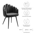 thumbnail image 3 of Side Dining Chair, Set of 2, Black Grey Gray, Velvet, Modern Contemporary, Kitchen Room Cafe Bistro Restaurant Hospitality, 3 of 9