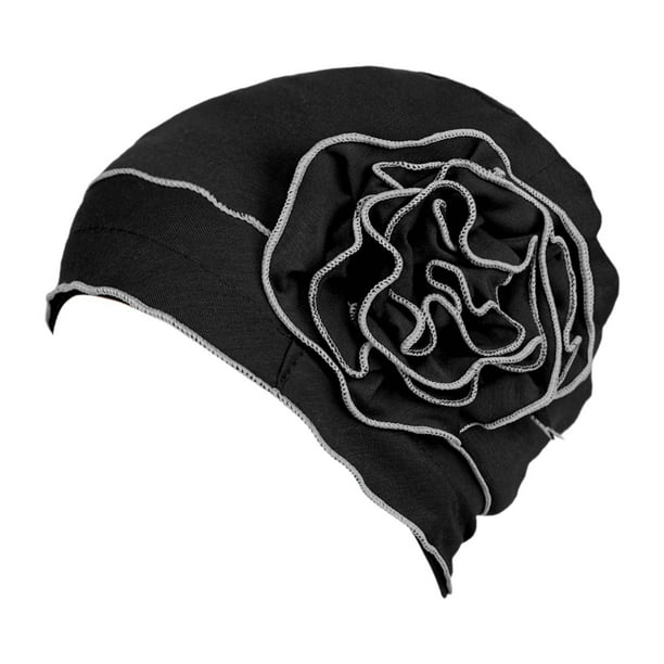 Turbante para pacientes con cáncer, sombreros africanos transpirables para quimioterapia. negro