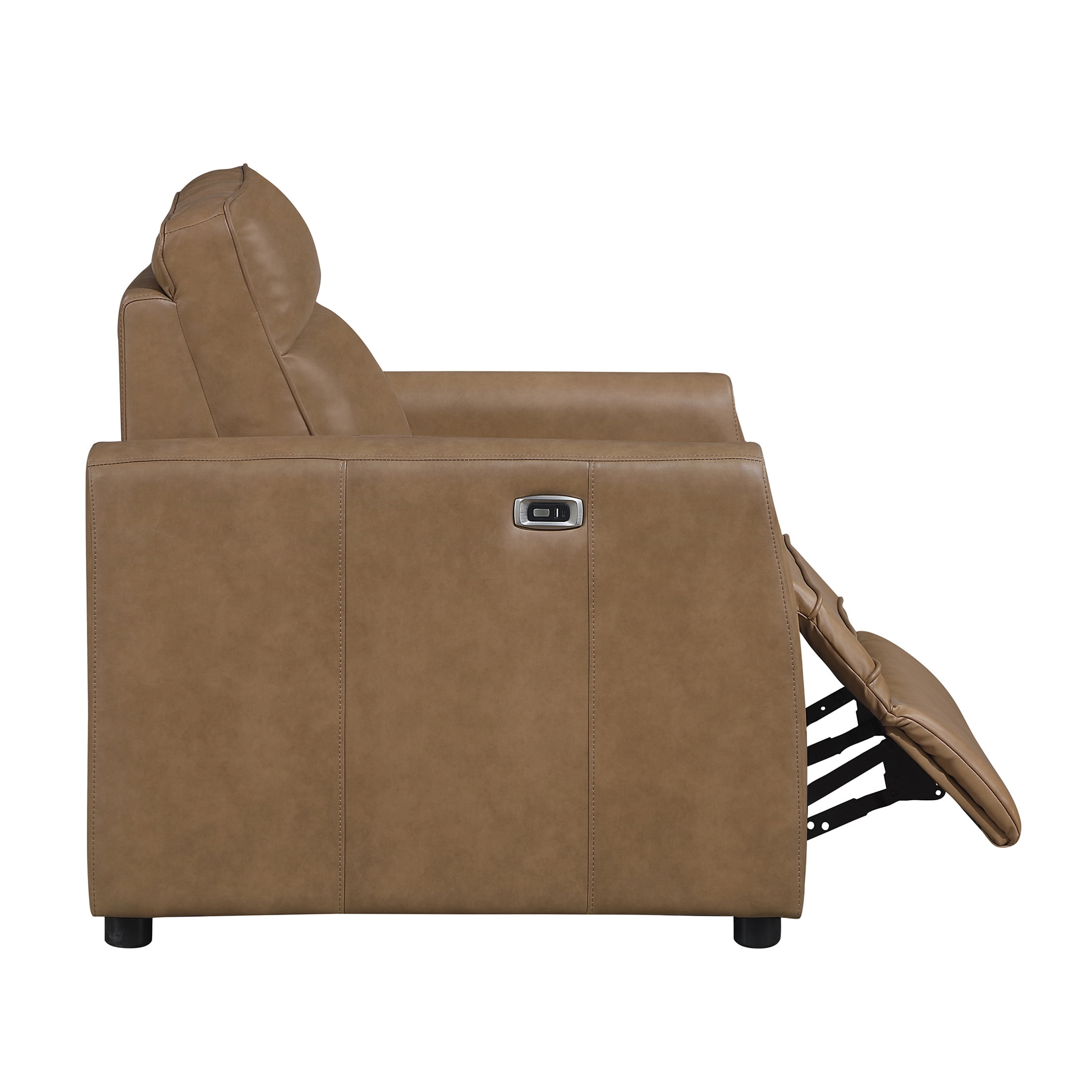 OakvillePark Ardena Faux Leather Power Reclining Chair with Rounded Track Arms, Zero Wall Recliner, Brown