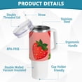thumbnail image 4 of Strawberry Pattern 40 oz Tumbler with Handle Insulated&nbsp;Travel Mug&nbsp;Lid Straw Leak Proof Steel Vacuum Water Bottles Glasses Fits in Car Cup Holder, 4 of 7