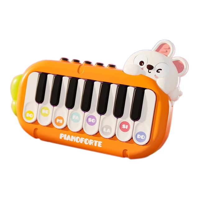 SIYTUAU Mini Piano Toy For Toddlers Multifunctional Educational Keyboard With Lights Music 3 Instrument Modes Portable Early Learning Plastic Instrument Orange Orange