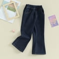 thumbnail image 2 of Bagilaanoe Toddler Baby Girl Jeans Flare Pants 3T 4T 5T Kids Solid Color Elastic Bell Bottoms Trousers Ruffle Pants, 2 of 7