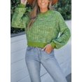 thumbnail image 5 of Cupshe Women's Rainbow Stitching Drop Sleeve Semi-cropped Sweater Top, Sizes XS-XL, 5 of 8