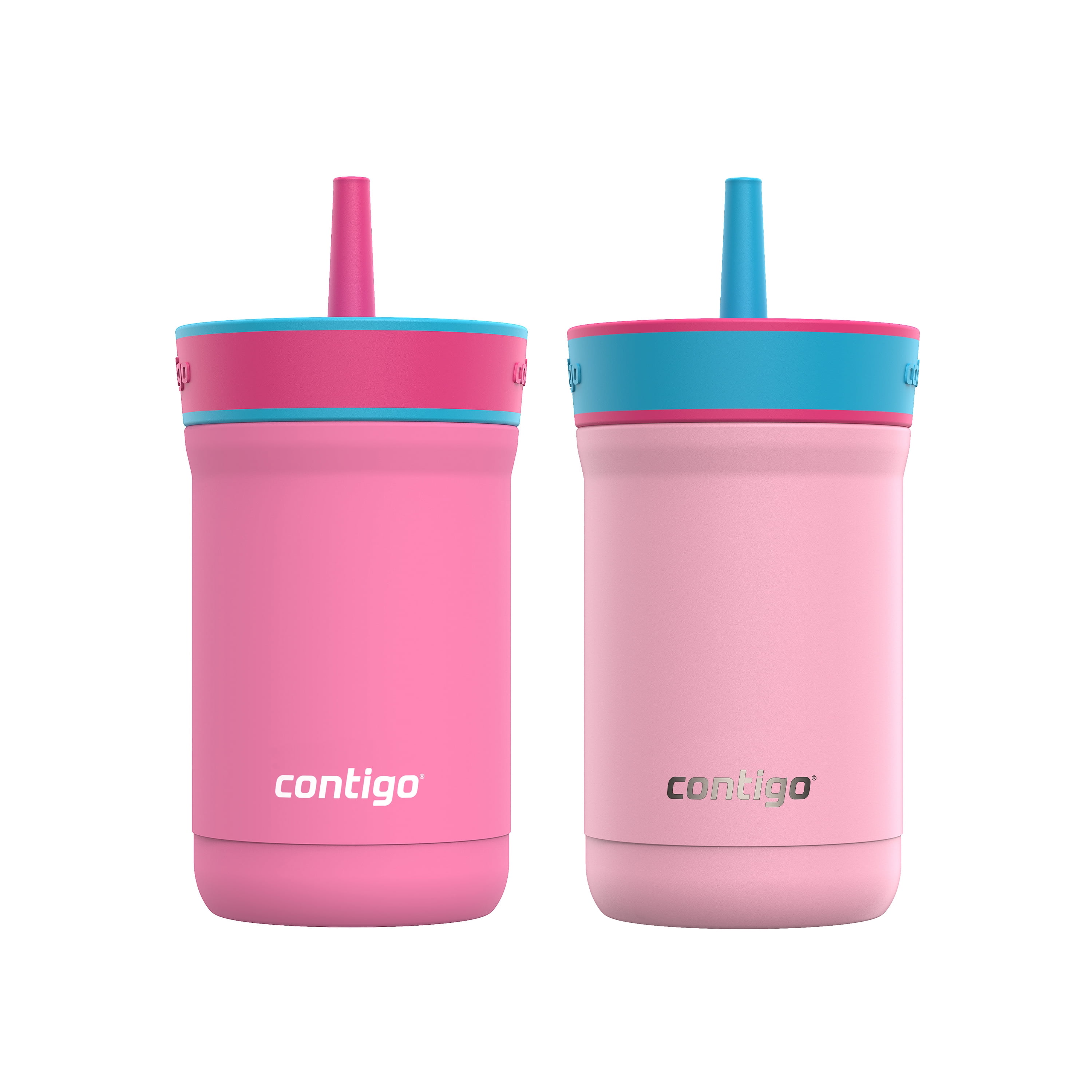 Contigo Kids Leighton Spill-Proof Stainless Steel Tumbler with Straw, 12 oz (354 mL), Azalea & Strawberry