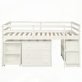 thumbnail image 2 of White Low Study Twin Loft Bed with Cabinet & Rolling Desk - Solid Pine, 2 of 13
