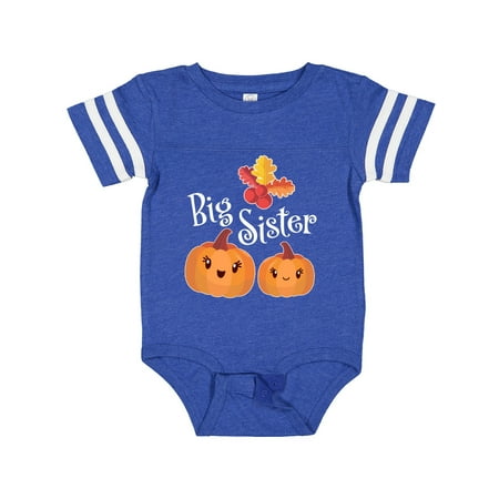 

Inktastic Big Sister Pumpkins with Fall Leaves Gift Baby Girl Bodysuit