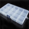 thumbnail image 2 of Fishing Tackle Box with 15 Slots - Adjustable Divider Fishing Hook Organizer, Portable Plastic Storage Case for Terminal Tackle, Fishing Gear Box for Crankbaits, Sinkers, Swivels, Beads, Hooks (1pc), 2 of 6