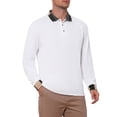 thumbnail image 4 of INSPIRE CHIC Men's Polo Shirt Long Sleeve Button Striped Collared Polo Shirts XL White, 4 of 6