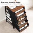 thumbnail image 4 of 5-Drawer Chest, File Cabinet, Office Cabinet with Drawers, Rolling Printer Stand, Filing Cabinet for Living Room, Home Office, Nonwovens Drawer, Easy Assembly, Rustic Brown, 4 of 18