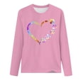 thumbnail image 3 of Jsaierl Hauts de la Saint-Valentin pour Femmes Tendance Coloré Patte de Chien Cœur Graphique T-Shirts Décontractés Col Rond Manches Longues, 3 of 3