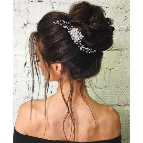 Flower Wedding Hair Comb Silver Rhinestone Bride Headpieces Pearls Crystal Bridal Hair Accessories for Women