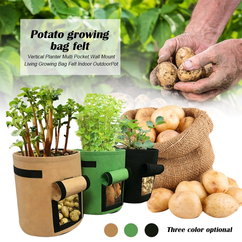 Potato Grow Bags 10 Gallon Garden Vegetables Planter Bags with Handles and Access Flap for Planting Potato Carrot Onion Taro Radish Peanut,3-Pack 