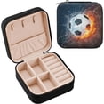 thumbnail image 2 of PU Leather Jewelry Box, Football Water Fire Travel Jewelry Case Portable Jewelry Organizer Storage Holder Boxes for Women Girls for Necklace Bracelet Earrings Rings, 2 of 7