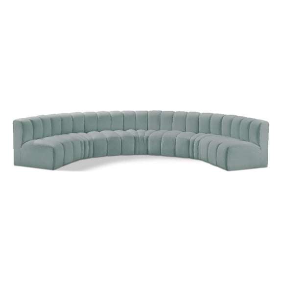 Meridian Furniture Arc Mint Green Vegan Leather Modular Sectional
