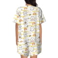 thumbnail image 6 of Fuzoiu Rabbit And Milk Tea Print Women's Short-Sleeved Pajama Set,Lounge Sleepwear Set,Womens Pajama Sets 2 Piece,Button-Up Top and Shorts with Pockets-X-Large, 6 of 7