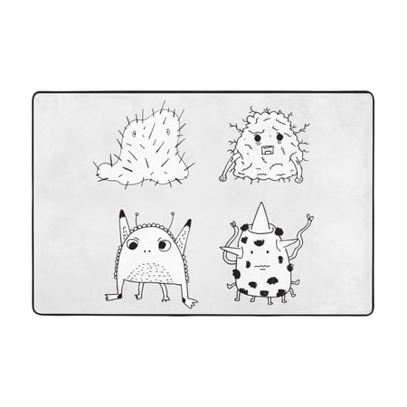 Cartoon Monster Creature Entryway Rug, Non-slip Absorbent Door Mat for Bathroom Kitchen Living Room Entrance, 36"x24"