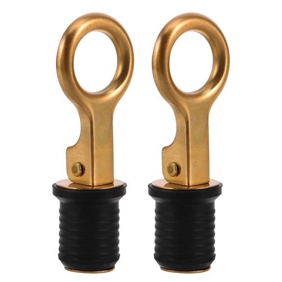 Masteelf 2Pcs Rubber Boat Plug Marine Accessories Boat Drain Plug Brass Handle Marine Drain Plug Self Bailing Drain Plug Boat Water Drain Valve