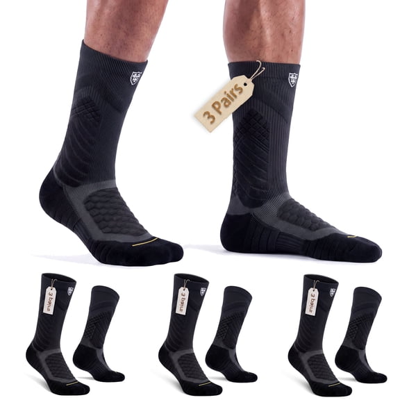 Mqamex Compression Socks for Men 3 Pairs Sizes 6-13, Cushioned for Running Basketball