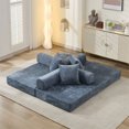 thumbnail image 3 of Aukfa Convertible Sleeper Sofa Bed King Floor Futon Couch for Living Room Bedroom, Chenille, Blue, 3 of 10