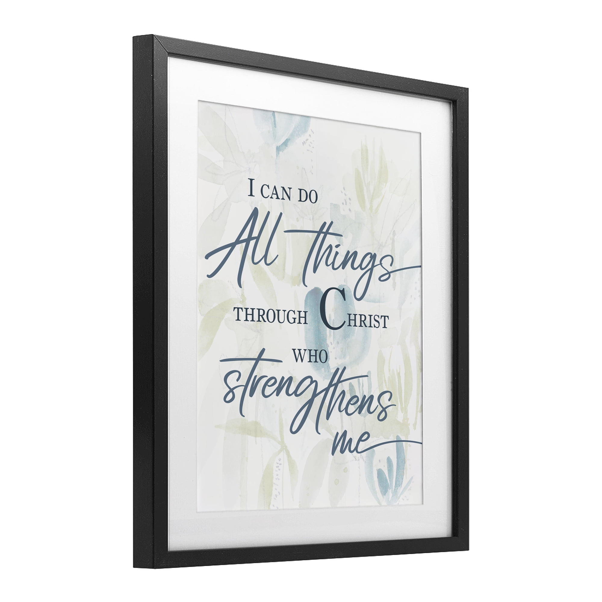 Stupell Industries All Things Through Christ Black Framed Print Under Glass, design by Krinlox