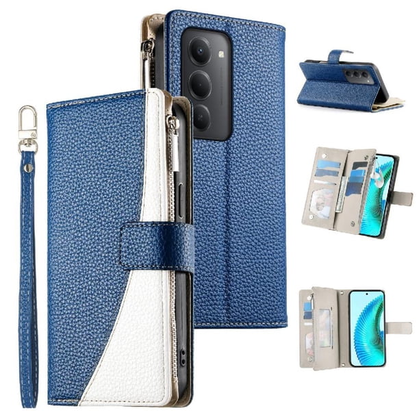 Funda cartera GANGXUN para Xiaomi Redmi 15 5G , cuero PU con tarjetero, cremallera, correa de mano, soporte y protección 724°