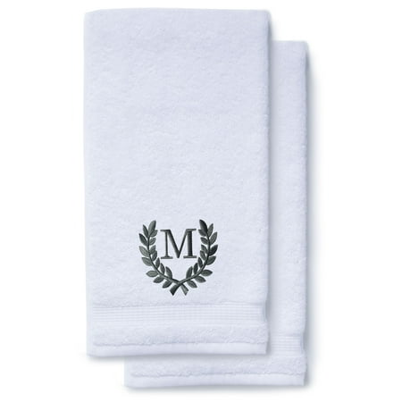 

Monogrammed Hand Towels for Bathroom Kitchen Makeup | Personalized Gift for Wedding-Bridal | Roman Font Custom Luxury Turkish Towel | Spa Collection Oversized 16 X 30 Inch Set of 2