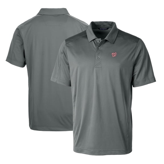 Men's Cutter & Buck Steel Washington Nationals Prospect Textured Stretch Polo