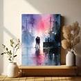 thumbnail image 6 of Romantic Couple Silhouette Waterfront Sunset Watercolor Canvas Print, Ideal for Living Room Bedroom Hotel Office, 6 of 8