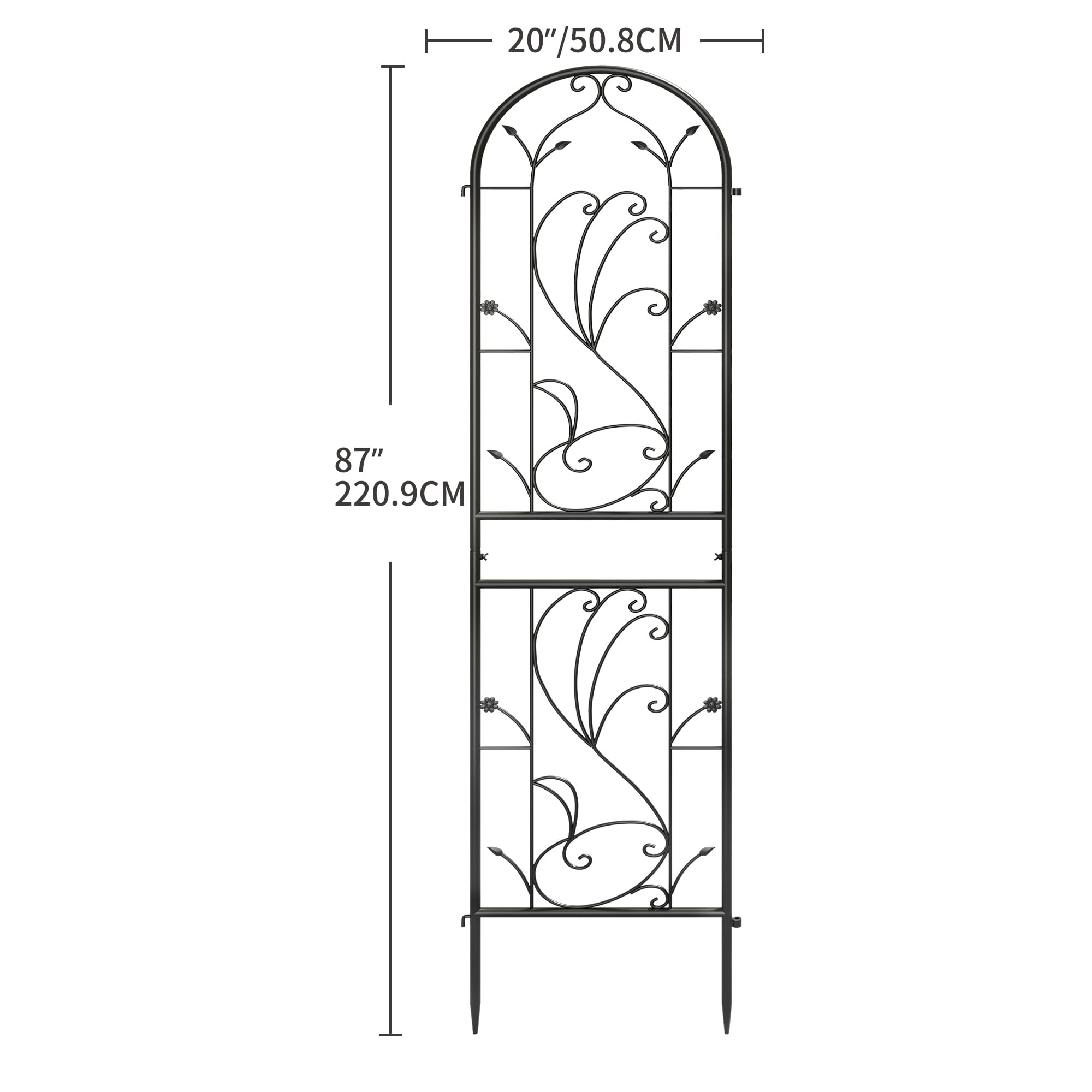Uforic 4 Pack Metal Garden Trellises, 87x20in Black Rustproof Trellis for Climbing Plants,Vegetables,Flowers,Large Decorative Outdoor Trellis Fencing