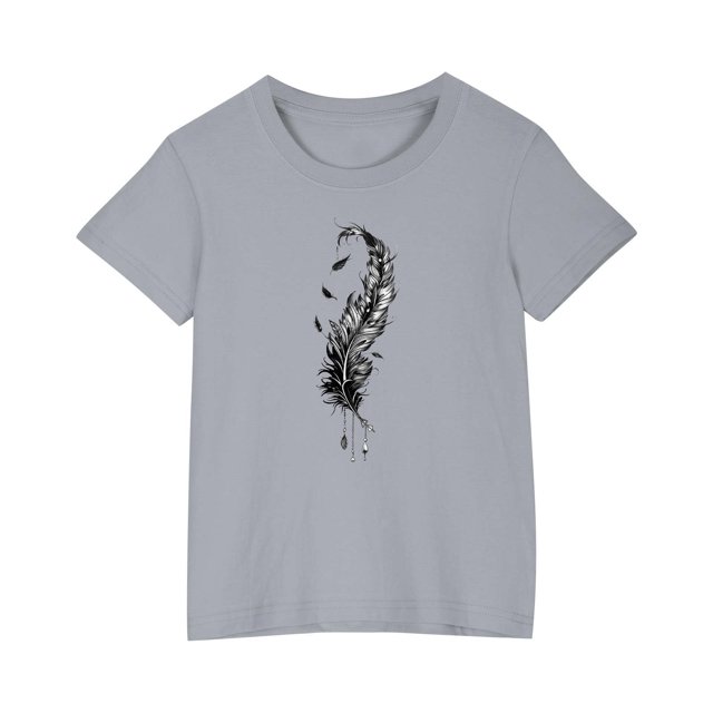 RXIRUCGD 2025 Vêtements d'Été pour Enfants T-shirt Imprimé Mode Mignon Col Rond Manches Courtes