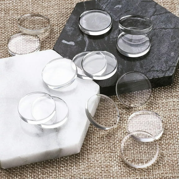 U8MO 20pcs Clear Flat Glass Cabochons Round Cameo Setting Covers Cabs Findings 25mm