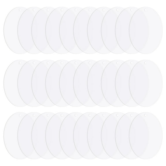 Acrylic Circle Blanks 3.5 Inch, 30 Pack Round Clear Disc Ornaments with Hole, Transparent