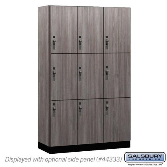 Salsbury Industries 15-43368SW 15 in. Wide Premier Wood Locker - Triple Tier - 3 Wide - 6 ft. High - 18 in. Deep - Skyline Walnut - Hasp
