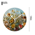 thumbnail image 2 of 14 Inch Wall Clock Battery Operated Silent Clock Decorative for Office, Kitchen, Outdoor, Living Room，Watercolor Autumn Sunflower Daisy Green Twigs Floral Branch Graceful, 2 of 4